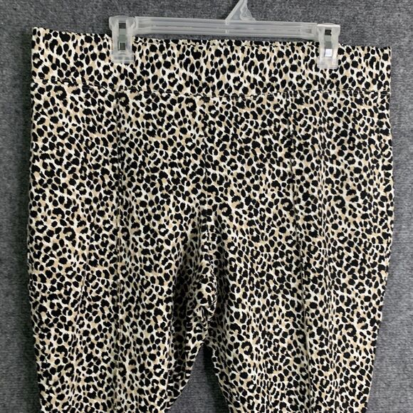 Old Navy Stevie High Rise Stretch Pants Women Sz XL Leopard Pull-on Wide Waist - Picture 2 of 8